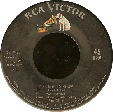 Paul Anka - This Is The First Time / Hold Me 'Til The Mornin' Comes