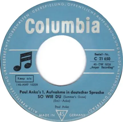 Paul Anka - So Wie Du / I'd Have To Share