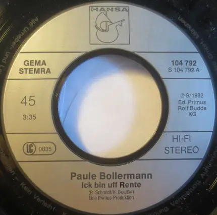 Paule Bollermann - Ick Bin Uff Rente