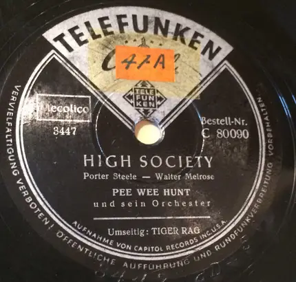 Pee Wee Hunt And His Orchestra - Tiger Rag / High Society