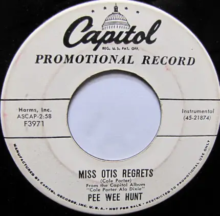 Pee Wee Hunt - Miss Otis Regrets