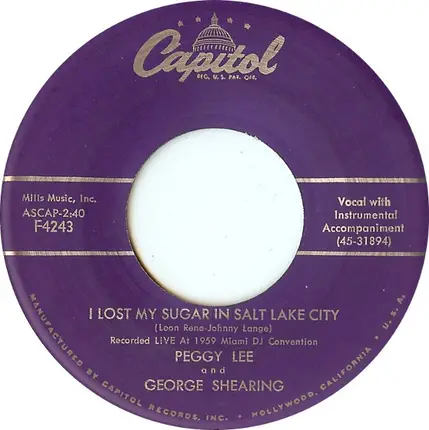 Peggy Lee And George Shearing - You Came A Long Way From St. Louis
