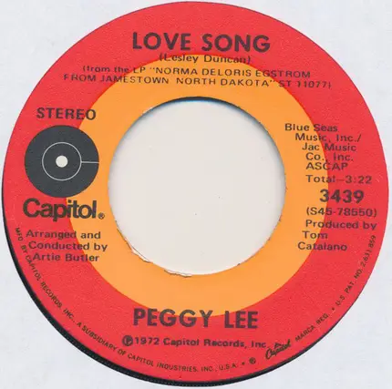 Peggy Lee - Love Song / Someone Who Cares