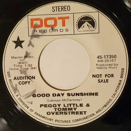Peggy Little & Tommy Overstreet - Playing With Fire / Good Day Sunshine