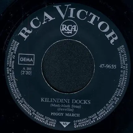 Peggy March - Kilindini Docks / Too Long Away