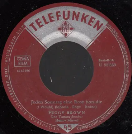 Peggy Brown - Jeden Sonntag Eine Rose Von Dir