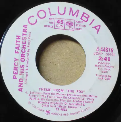 Percy Faith & His Orchestra - The Windmills Of Your Mind / Theme From "The Fox"