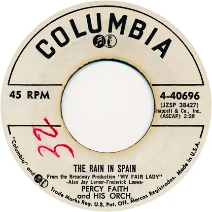Percy Faith & His Orchestra - With A Little Bit Of Luck / The Rain In Spain