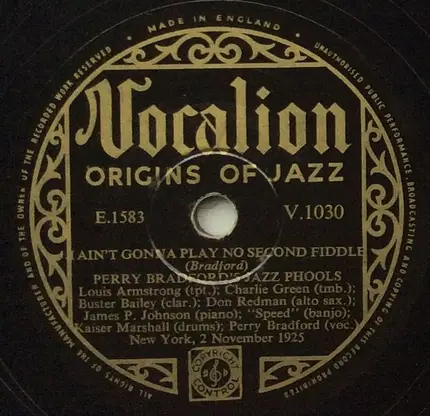 Perry Bradford Jazz Phools - Lucy Long / I Ain't Gonna Play No Second Fiddle