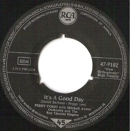 Perry Como With Mitchell Ayres And His Orchestra And The Ray Charles Singers - Kewpie Doll / It's A Good Day