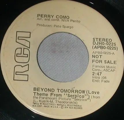 Perry Como - Beyond Tomorrow (Love Theme From The Paramount Picture "Serpico")