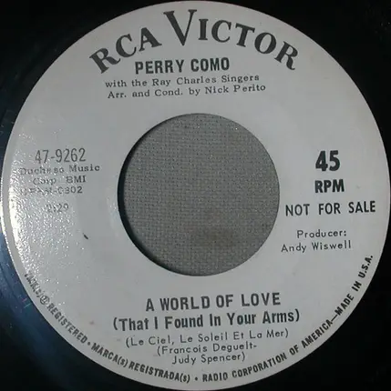 Perry Como - I Looked Back / A World Of Love (That I Found In Your Arms) (Le Ciel, Le Soleil Et La Mer)