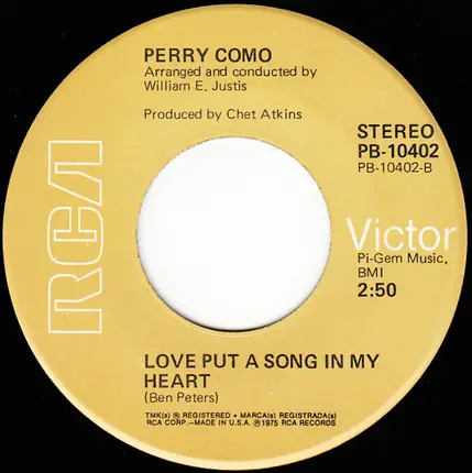 Perry Como - Just Out of Reach