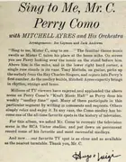 LP - Perry Como - Sing To Me, Mr. C.