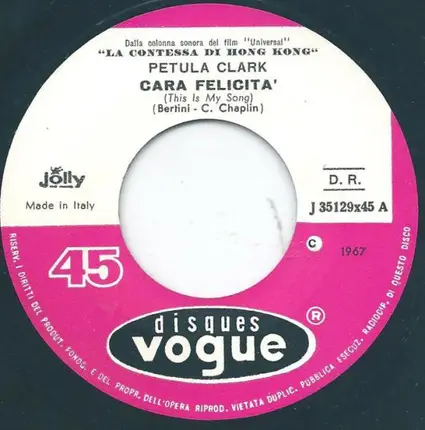 Petula Clark - Cara Felicita' (This Is My Song)