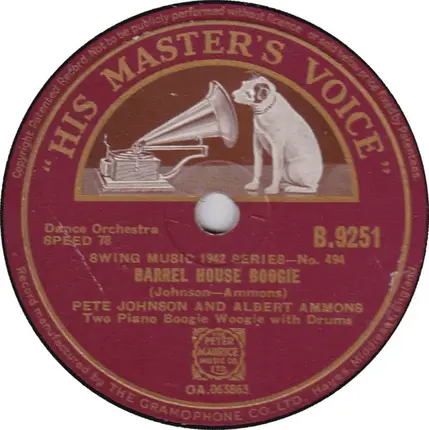 Pete Johnson And Albert Ammons - Cuttin' The Boogie / Barrel House Boogie