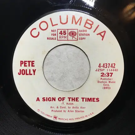 Pete Jolly - A Sign Of The Times / Bonaparte's Retreat