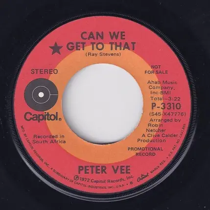 Peter Vee - Can We Get To That