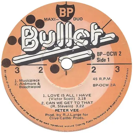 Peter Vee - Love Is All I Have / He (Can Build A Mountain)