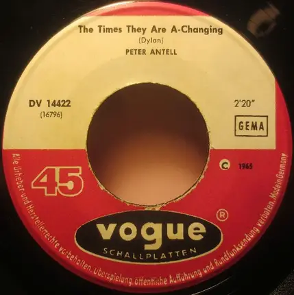 Peter Antell - The Times They Are A-Changing / Yesterday And Tomorrow