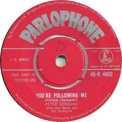 Peter Gordeno With John Barry & His Orchestra - You're Following Me