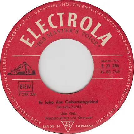 Peter Manuel Und Die Schöneberger Sängerknaben / Udo Vietz , Doppelquartett Und Orchester - Gott Grüße Dich ! / Es Lebe Das Geburtstagskind
