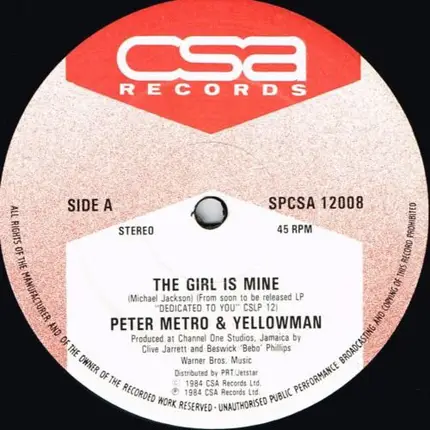 Peter Metro & Yellowman / Al Campbell - The Girl Is Mine / Bad Boy