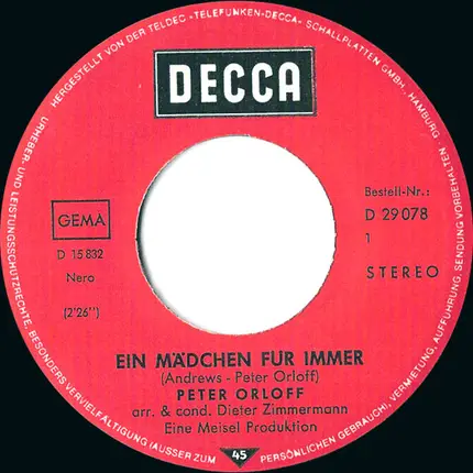 Peter Orloff - Ein Mädchen Für Immer