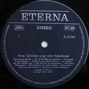 LP - Peter Schreier , Capella Fidicinia , Hans Grüß - Peter Schreier Singt Alte Volkslieder