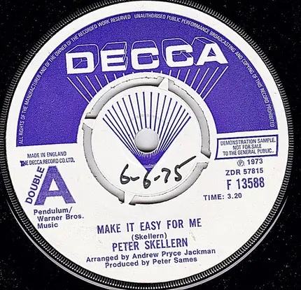Peter Skellern - Make It Easy For Me / Lie Safely There
