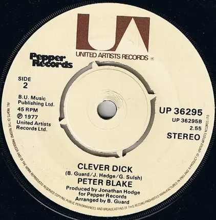 Peter Blake - Lipsmackin' Rock 'N Rollin' / Clever Dick