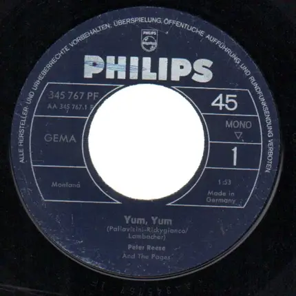 Peter Reese And The Pages - Yum, Yum / Shakin'  All Over
