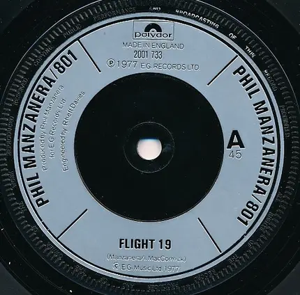 Phil Manzanera / 801 - Flight 19 / Car Rhumba