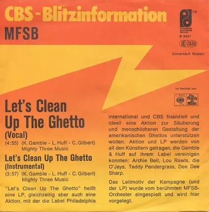Philadelphia International All Stars / MFSB - Let's Clean Up The Ghetto