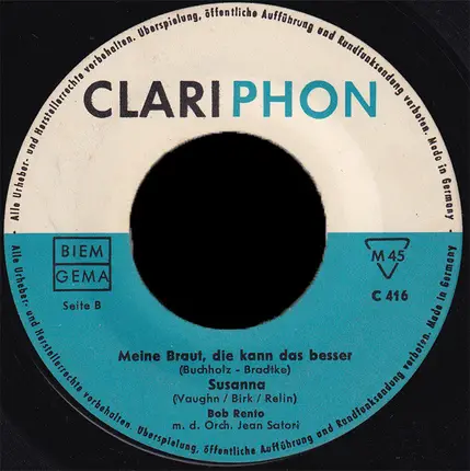 Philipp Sanders , Die Palinos , Bob Rento - Er Macht Mich Krank, Der Mondschein Auf Der Donau / Baluba, O Baluba / Meine Braut Die Kann Das Bes