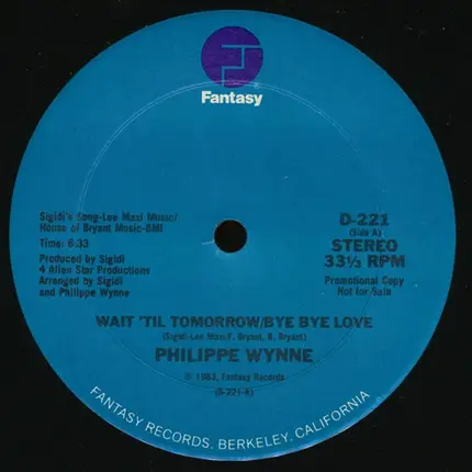 Philippe Wynne - Wait 'Til Tomorrow / Bye Bye Love