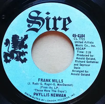 Phyllis Newman - World Of Music / Frank Mills
