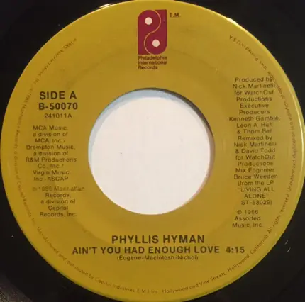 Phyllis Hyman - Ain't You Had Enough Love / First Time Together