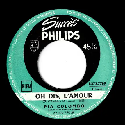 Pia Colombo - Tique Taque / Oh Dis, L'amour