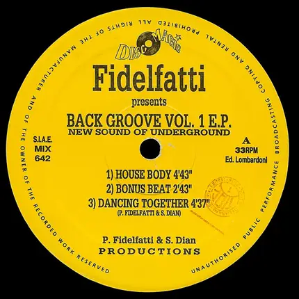Piero Fidelfatti - Back Groove Vol 1 EP - New Sound Of Underground