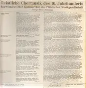 LP - Pierre Certon / Orlando Di Lasso - Geistliche Chormusik des 16. Jahrhunderts