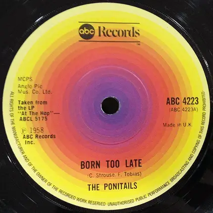 Poni-tails / Joe Bennett And The Sparkletones - Born Too Late / Black Slacks