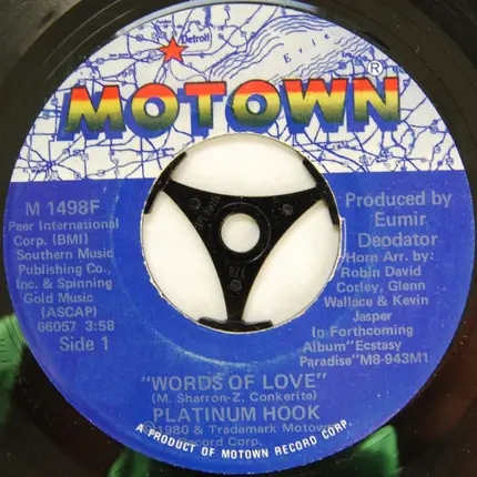 Platinum Hook - Words Of Love / Ecstasy Paradise