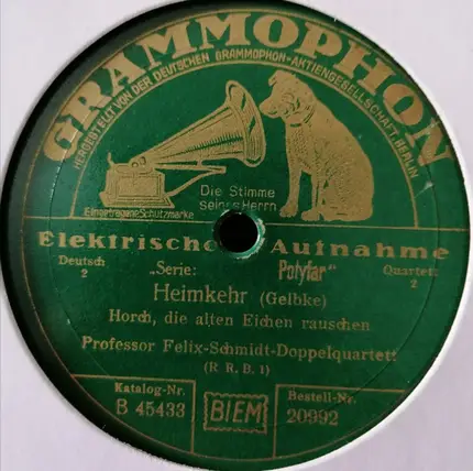 Professor Felix-Schmidt-Doppelquartett - Heimkehr / Sonntag Ist's