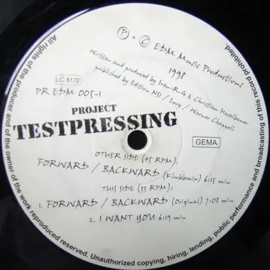 Project Testpressing - Forward/Backward