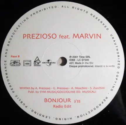 Prezioso Feat. Marvin - Bonjour