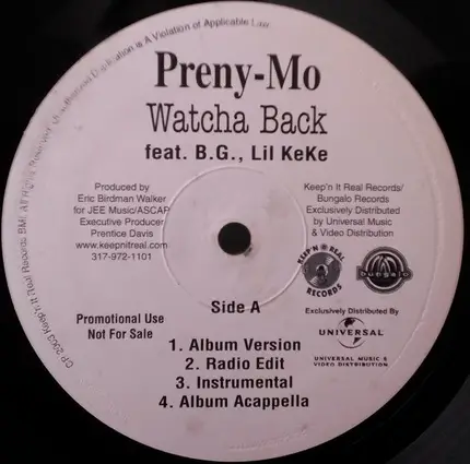 Preny-Mo Feat. B.G. , Lil' Keke - Watcha Back