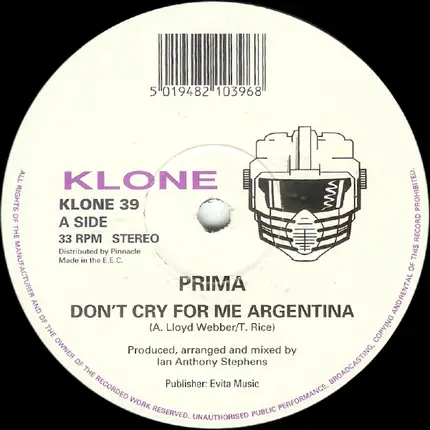 Prima - Don't Cry For Me Argentina / I'm Coming To You