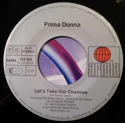 Prima Donna - Just Got To Be You / Let's Take Our Chances