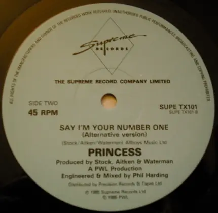 Princess - Say I'm Your No. 1 (Remix Number 2)